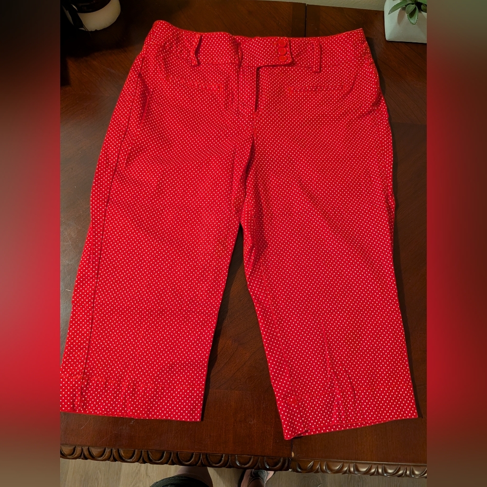 Larry Levine Red polka dot capri pant size 10 Pin - up Style Fashion